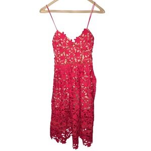 Self-Portrait Azaelea Dress Red Guipure Lace Midi Dress NWT US 2 UK 6 SP5-009